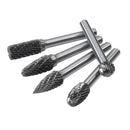 5 Types 6mm Shank Tungsten Carbide Burrs 50.35-60.65mm Rotary File Grinding Head Abrasive Tool