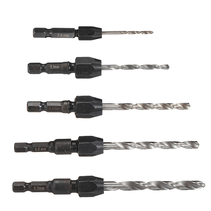 5Pcs 2-6mm Quick Change Twist Drill Bit Set Hex Shank HSS 2/3.2/4/5/6mm Drill Bit