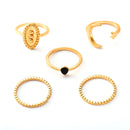 5Pcs Bohemian Finger Ring Set Moon Star Open Close Rings Fashion Jewelry for Women
