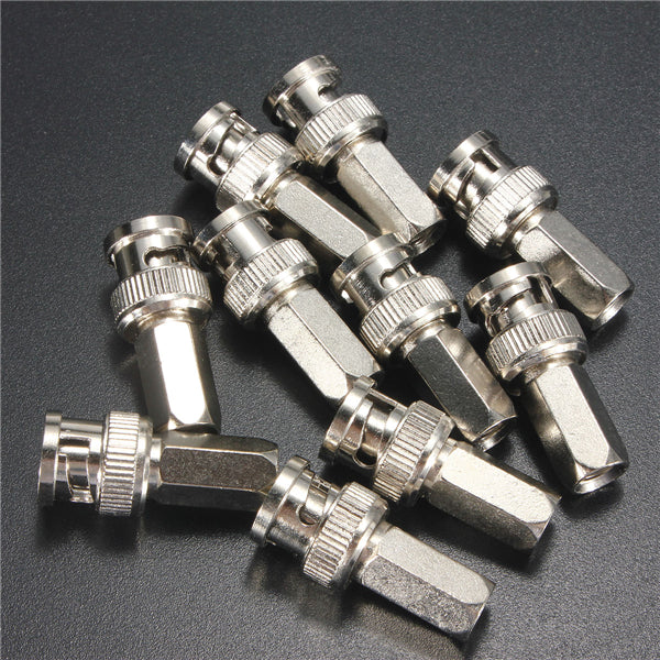10pcs Copper BNC Male Plug RG59 Connector TV Aerial Coaxial Cable Adapter