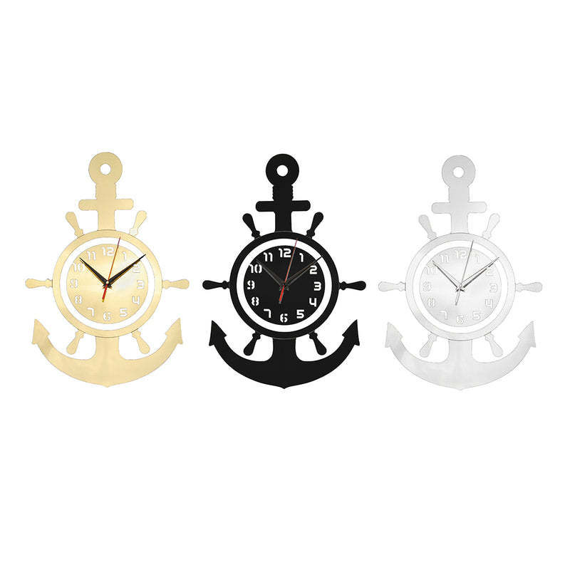 3D Anchor Helmsman Sailor Pirate Ship Mediterranean Style Wall Personality Clock