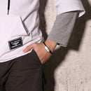 Black Gold Leather Woven Bracelet Men's Stainless Steel Chain Magnet Buckle Men's Jewelry