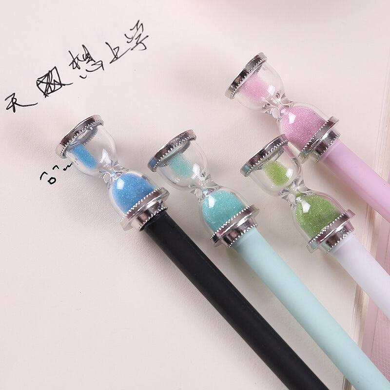 1 Piece Sand Clock Gel Pen Creative Time Hourglass Writing Pen 0.5mm Lovely Signing Pen Timer Students Office School Stationery Random Color
