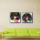 Miico Hand Painted Combination Decorative Paintings Girl Portrait Wall Art For Home Decoration