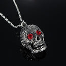 Fashion Men's Jewelry Titanium Steel Chain Red Eye Skull Pendant Necklace for Men