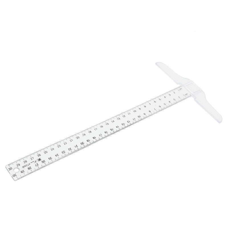 30cm Plastic Clear Head T-Square Graduated Measurement Ruler Home Garden Tool