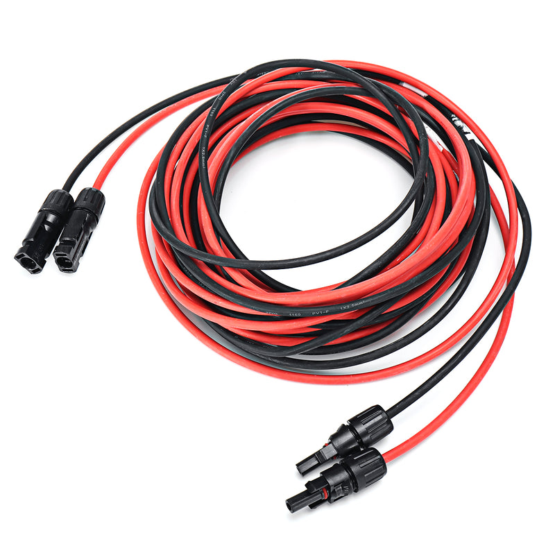 1 Pair Black + Red 14 AWG Solar Panel Extension Cable Wire MC4 Connector 9/8/5m