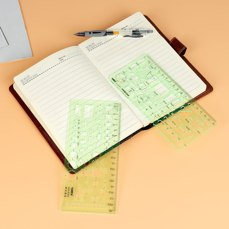 6Pcs/Set Circles Squares Geometric Formwork Drawing Templates Angle Ruler Stencil Measuring