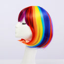 Anime Rainbow Wigs Colorful BOB Head Short Hair Wig Full Bangs High Temperature Wire Headcover Cosplay Hair Wigs