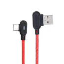 2M 90 Degree 2.4A Breathing Light Type C Fast Charging Data Cable For Smartphone Tablet