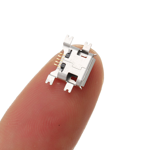 50pcs Micro Usb Microphone Female Socket 5P Gold Plated 1.27mm Sink Board 5 Pin 4 Feet Patch