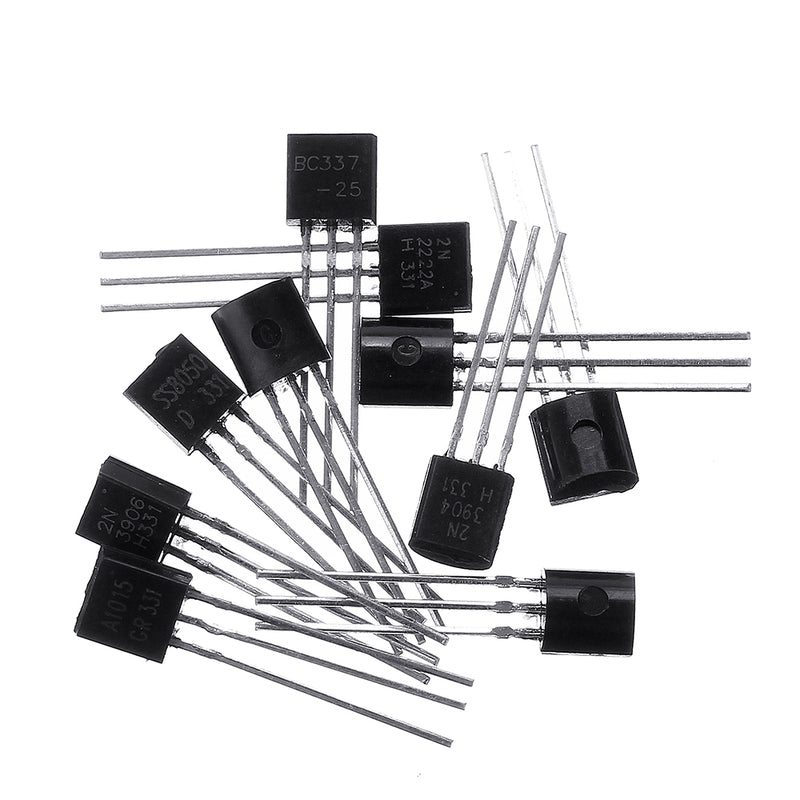 200Pcs 10Values 20 Each Transistors Kit BC337 BC327 2N2222 2N2907 2N3904 2N3906 S8050 S8550 A1015 C1815 Transistor