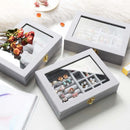 5 Colors Dual-Lock Ring Earring Jewelry Box Flannel Material Storage Box Dressing Table