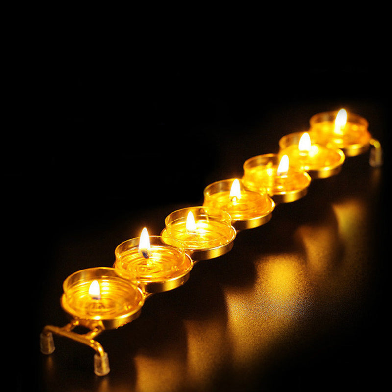 One Row Seven Star Candle Holder Butter Lampholder Candlestick Ghee Candler Rack for Buddhism Pray Use