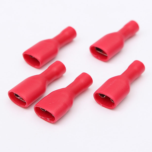 50Pcs 0.5-2.5mm Red&Blue 6.3mm Female Insulated Spade Crimp Wire Connector Terminal