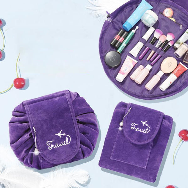 Oxford Cloth Velvet Lazy Bundle Mouth Drawstring Cosmetic Bag Large Capacity Wash Bag