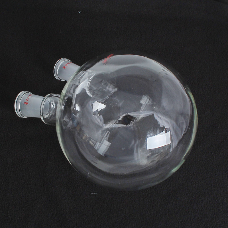 2000mL 24/40 Joint 2 Neck Round Bottom Glass Flask Double Neck Lab Chemistry Boiling Bottle