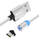 TOPK R-Line2 Reversible Type C LED Magnetic Braided Fast Charging Data Cable 1M For Phone Tablet