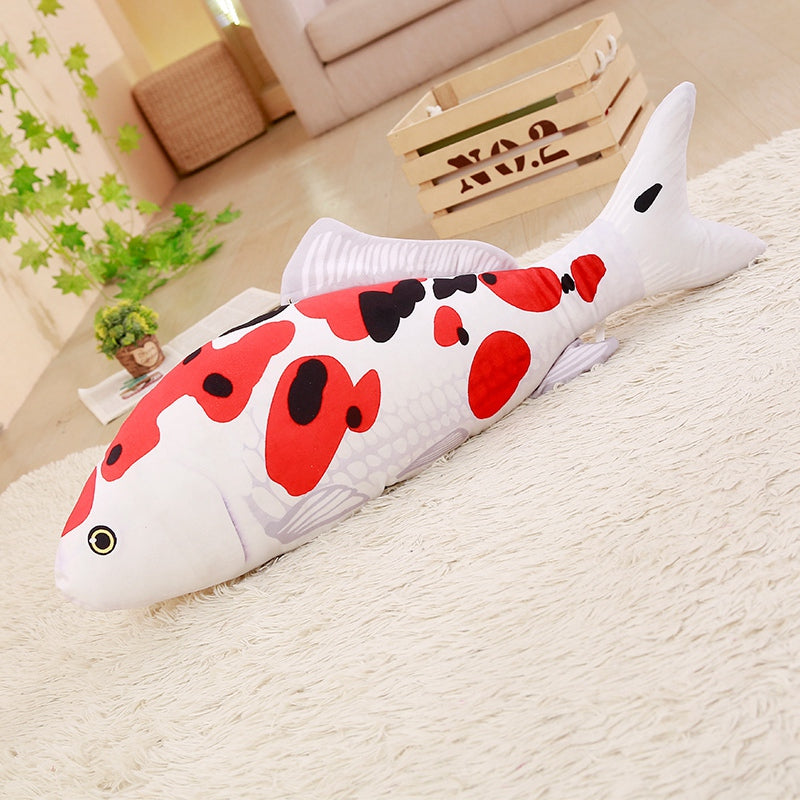 KCASA KC Taisho Showa Red White Gibel Carp Golden Koi Fish Stuffed Plush Toy Cotton Goldfish Cushion