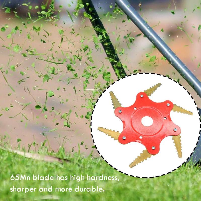 Upgrade 65Mn 5 Golden Sawtooth Blade Trimmer Head with Teeth Saw Blade Cutter for Lawnmower