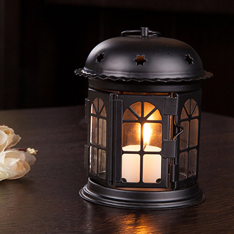 LUSTREON Iron Star House Candlestick European Romantic Wedding Candle Holder Lantern Home Decor