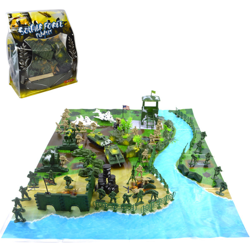 90pcs DIY Military Model Playset Plastic Toys Soldier Army Men Figures & Accessories