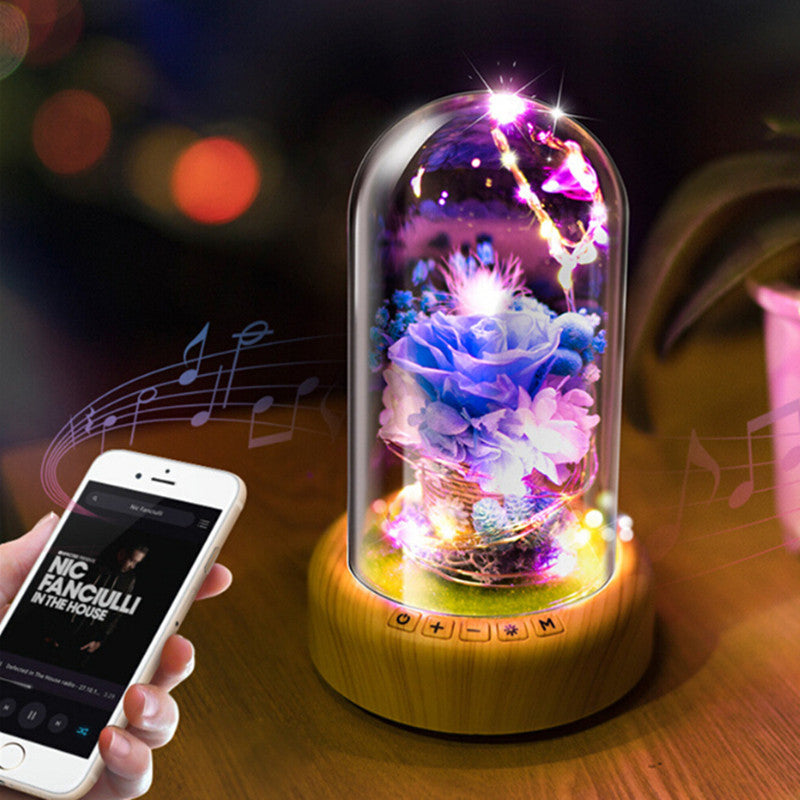 Rose Bottle Table Lamp Wireless bluetooth Speaker Rechargeable LED Night Light Home Decoration