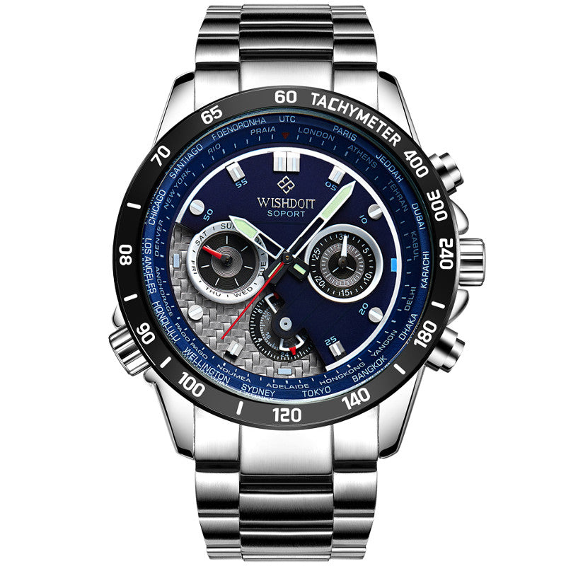 WISHDOIT WSD-012 Fashion Men Quartz Watch Casual Luminous Multifunction Wrist Watch