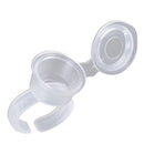 Plastic Transparent Tattoo Ring Cup With Cover Easy To Clean Install Embroidery Ink Material