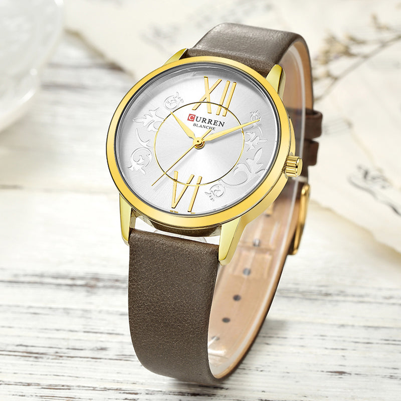 CURREN 9049 Analog Casual Style Women Wrist Watch Leather Band Quartz Watch