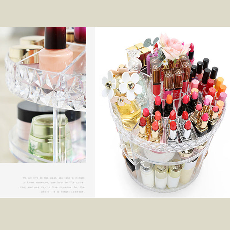 360 Degree Rotation Transparent Acrylic Cosmetics Storage Box Fashion Spin Multi-function Desktop Detachable Makeup Beauty Organizer