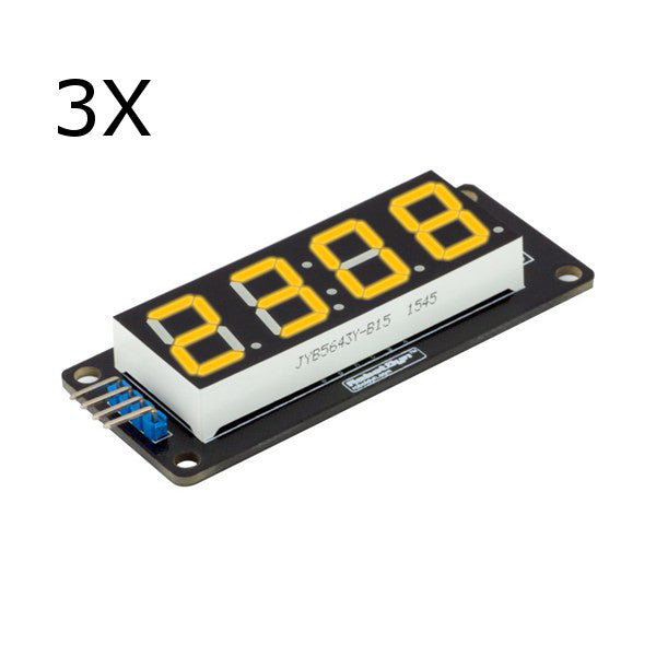 3Pcs RobotDyn Yellow LED Tube 4-Digit 7-segments Display Module For  DIY