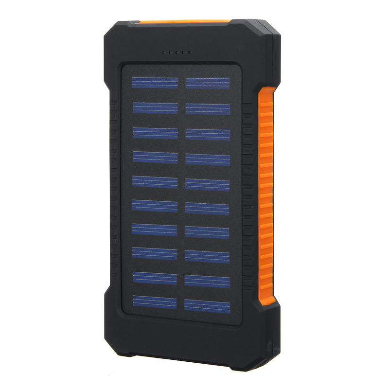 LED Compass Waterproof 6000mAh 2 USB Portable Solar Battery Charger Solar Power Bank Climbing Hook