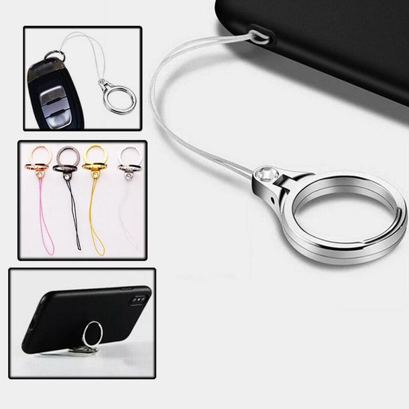 Bakeey Universal 2 In 1 Phone Ring Holder & Phone Holder Lanyard Finger Buckle Cell Phone Grip Strap Metal Stand For All Smartphone