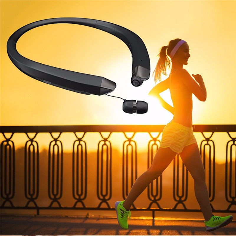 Portable Wireless bluetooth Earphone HIFI Stereo Outdoor Sport Handsfree Neck Hanging With Mic