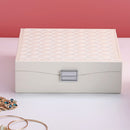 Flannel Square Jewelry Box Simple Layout 2 Layers Makeup Organizer Choker Ring Necklace Storage Box