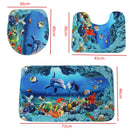 An Ocean Dolphin Bathroom Carpet Set Pedestal Rug Lid Toilet Cover Bath Mat Set