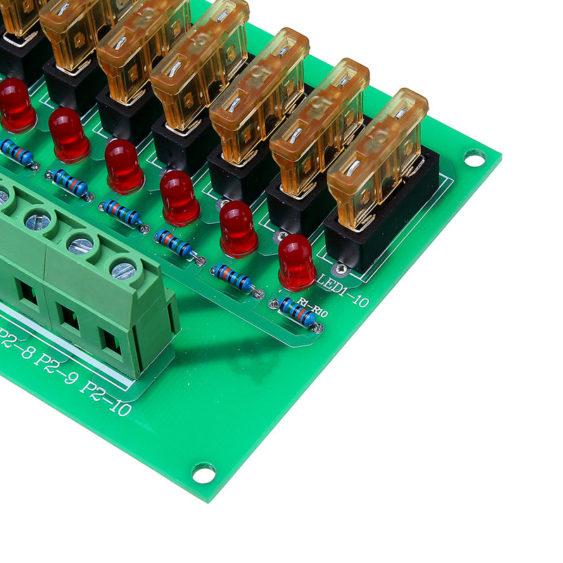 AC/DC 5 To 32V DIN Rail Mount 10 Position Power Distribution Fuse Holder Module Board