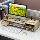 4 Colors 2 Tiers Multi-function Desktop Wooden Computer Monitor Riser Stand Laptop Screen Riser Wood Shelf Keyboard Desk Storage Rack