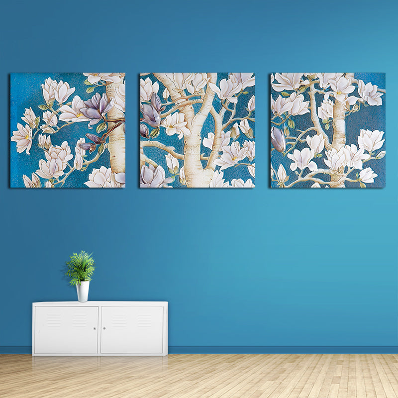 Miico Hand Painted Three Combination Decorative Paintings Oak flower Wall Art For Home Decoration