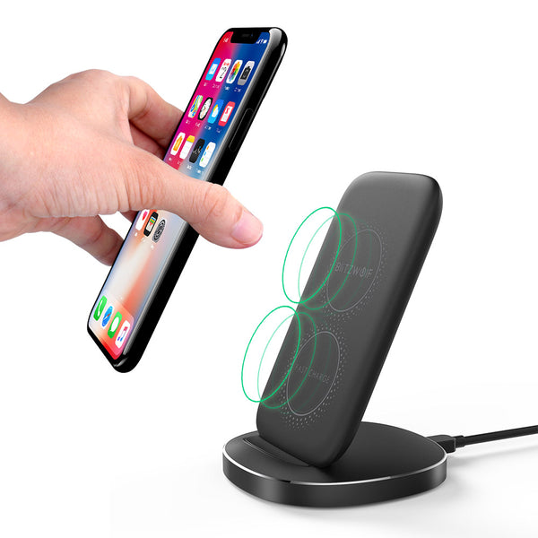 BlitzWolf BW-FWC6 10W 7.5W 5W Dual Coils Qi Wireless Fast Charger Stand Holder for iPhone 11 Pro XR X for Samsung S9 S10 for Xiaomi Huawei