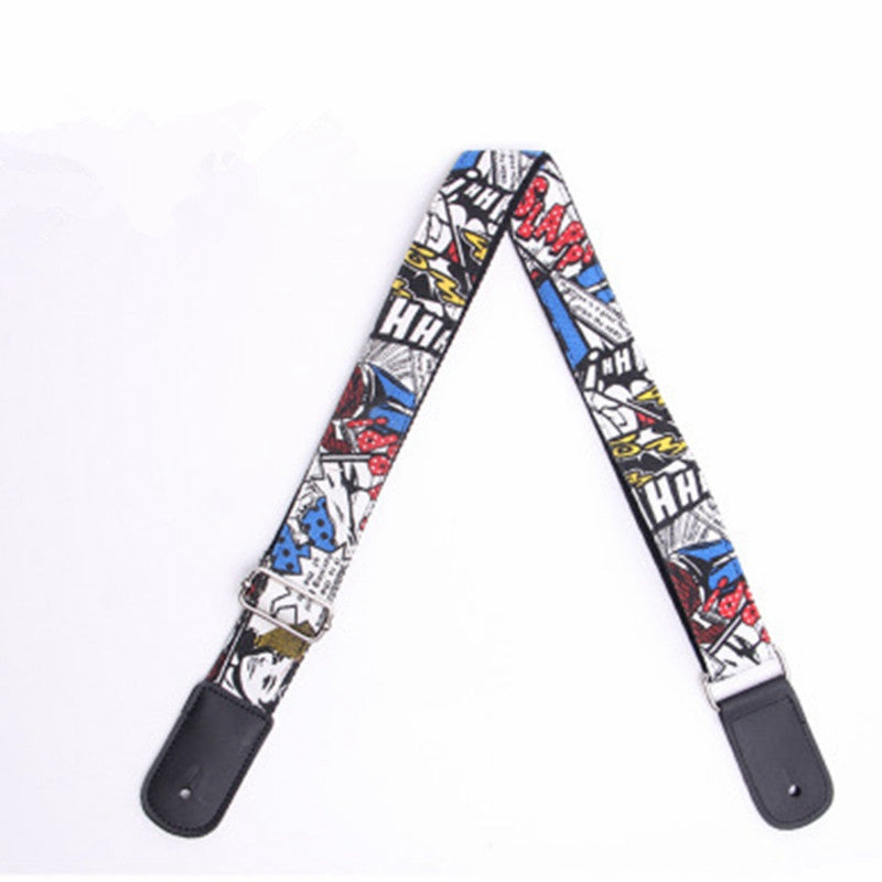 Adjustable Cotton Strap Belt with PU Leather Ends for Electric Guitar Bass Ukulele