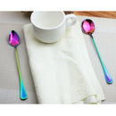 Stainless Steel Colorful Rainbow Long Handle Spoon Tea Coffee Ice Cream Spoon Tableware Craft
