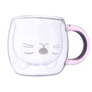 Cat Bear Glass Cup Double Wall Clear Tea Coffee Milk Drink Mug Container Decor