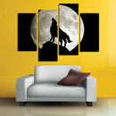 Miico Hand Painted Four Combination Decorative Paintings Full Moon Black Wolf Wall Art For Home Decoration