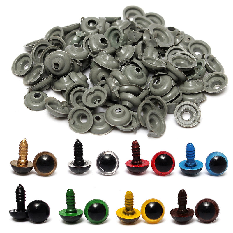 80Pcs 12mm 8Colors Plastic Safety Eyes Washers Kids Teddy Bear Doll Animal Toys Handmade Craft Tool