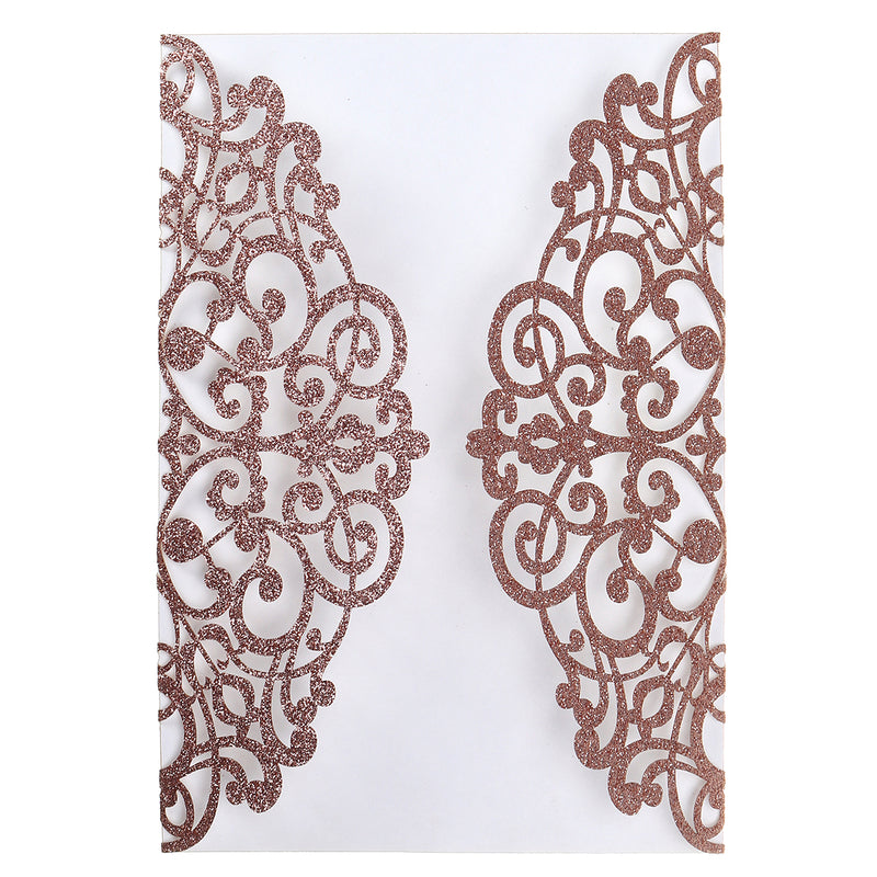 10Pcs Wedding Invitation Greeting Cards Laser Cut Party Invitations with Brown Kraft Card Inser