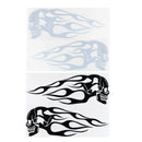 2pcs 13.5x5inch Universal Motorcycle Gas Tank Flames Skull Badge Decal Sticker