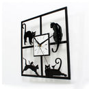 Four Cat Pattern Acrylic Wall Clock Black Quartz Bedroom Living Room