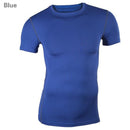 Men's Fashion Elasticity Tight O-Neck Short T-shirt Compression Body Building Top